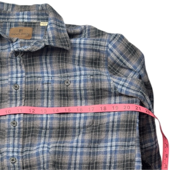 Woolrich‎ Mens M Blue Gray Plaid Flannel Shirt Long Sleeve Cotton Workwear - Picture 5 of 6
